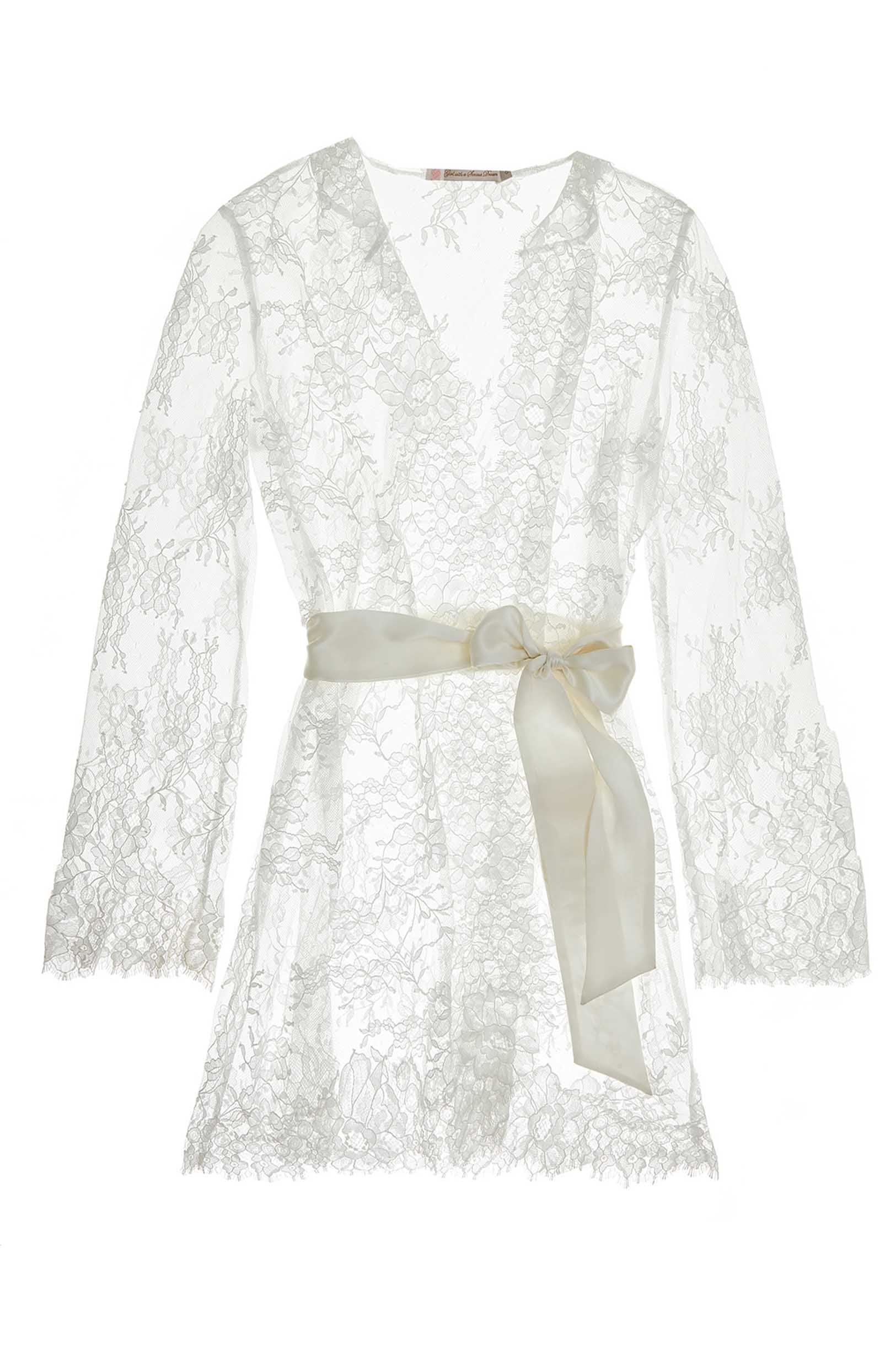 Camellia lace robe in Black