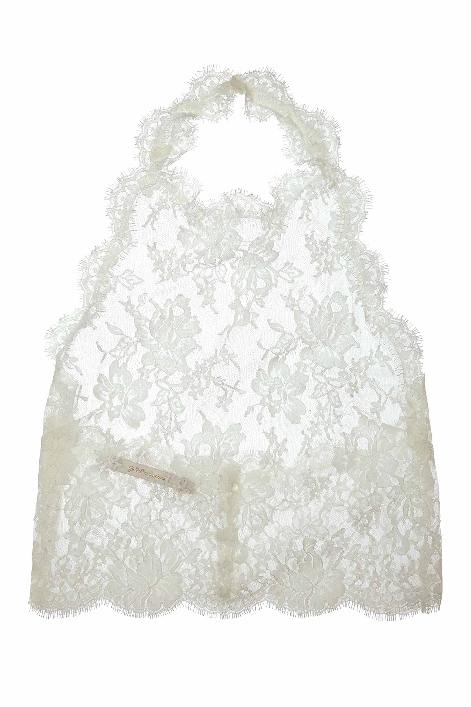 Dominique French lace halter bridal lingerie top in Ivory