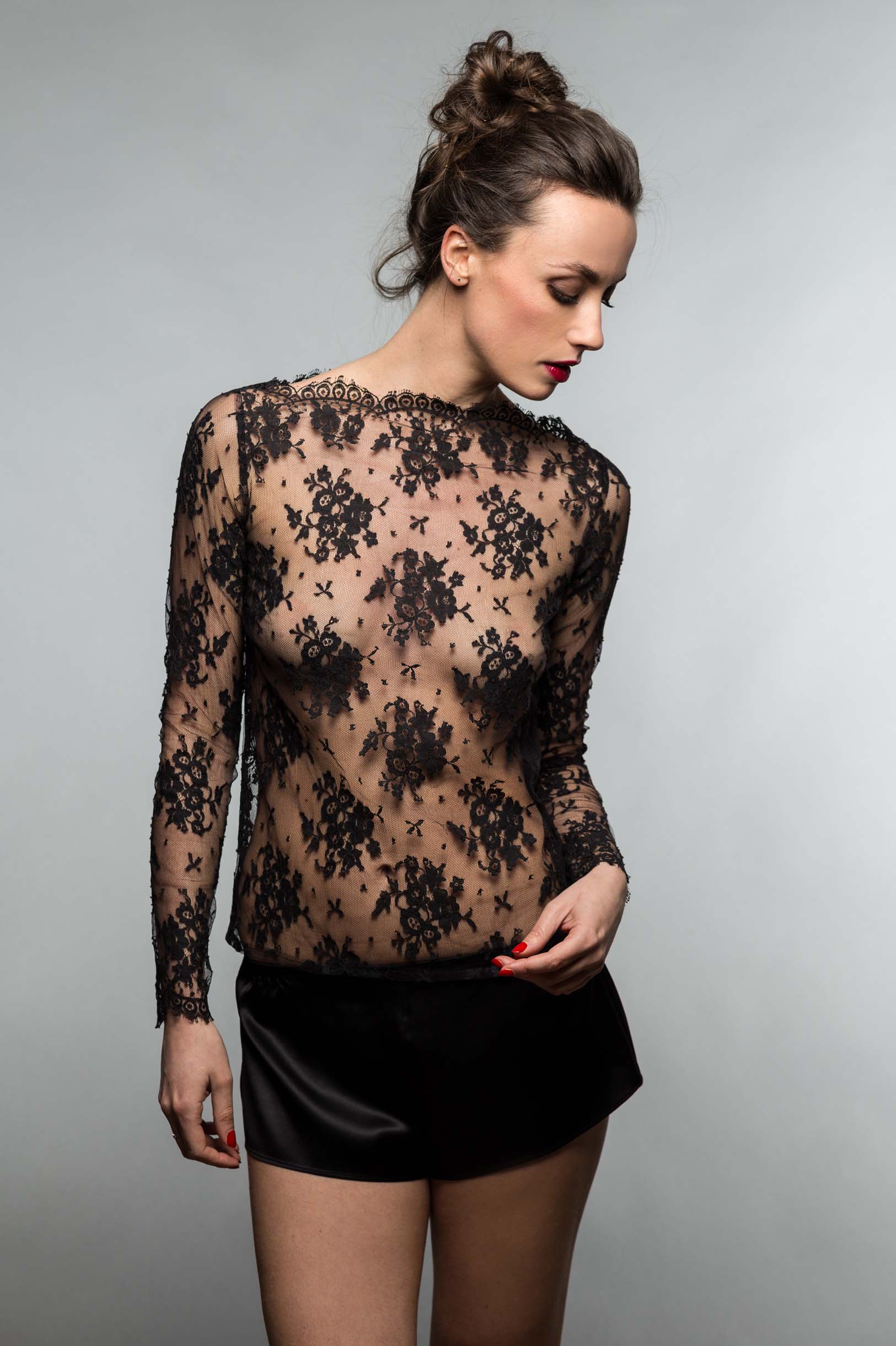Vendome French Lace blouse top in Ivory, Antique Pink or Black