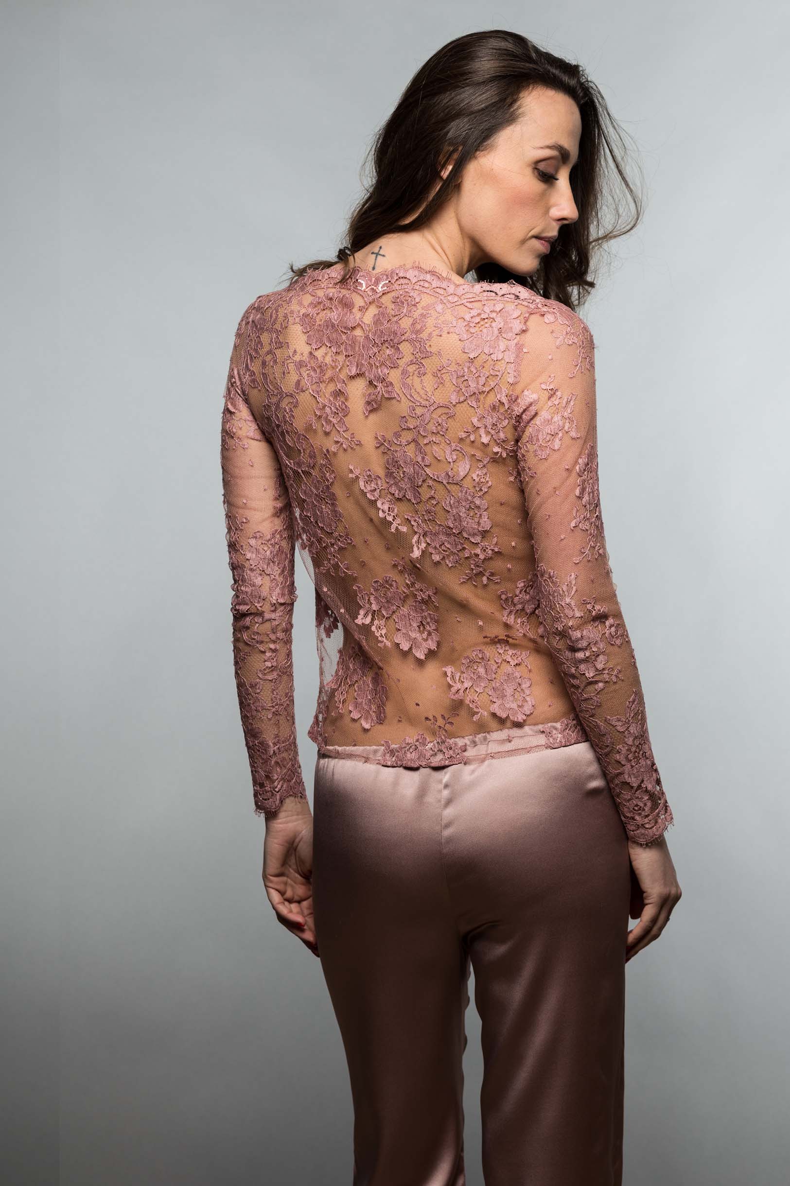 Vendome French Lace blouse top in Ivory, Antique Pink or Black