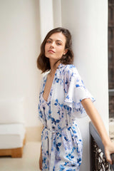Botanical love Flounce robe in Blue floral