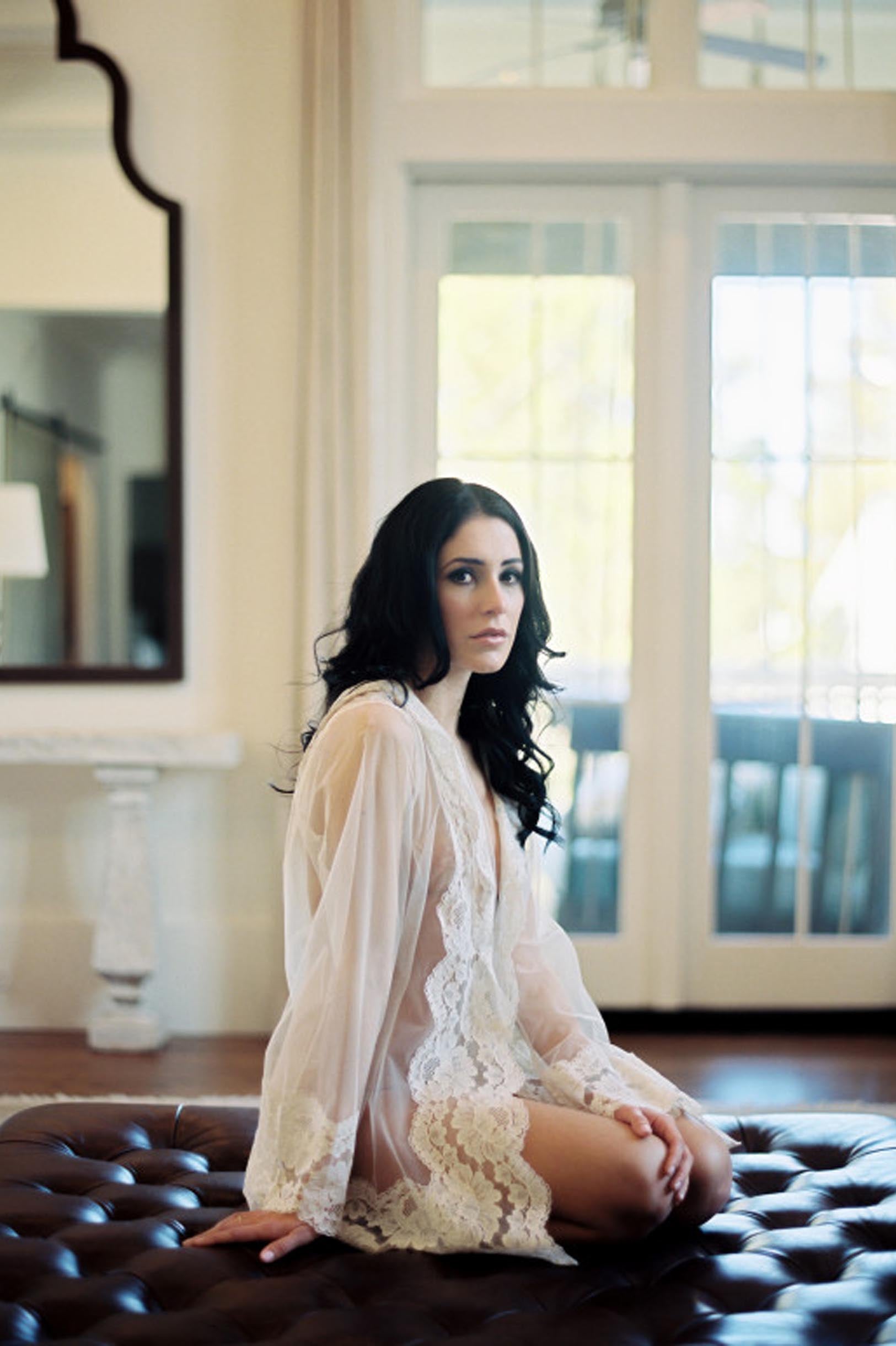 French Lace Robe boudoir destination shoot by Lauren Kinsey
