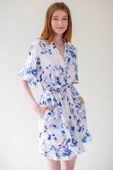 Botanical love Flounce robe in Blue floral
