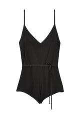 Dream Day Silk Romper in Black