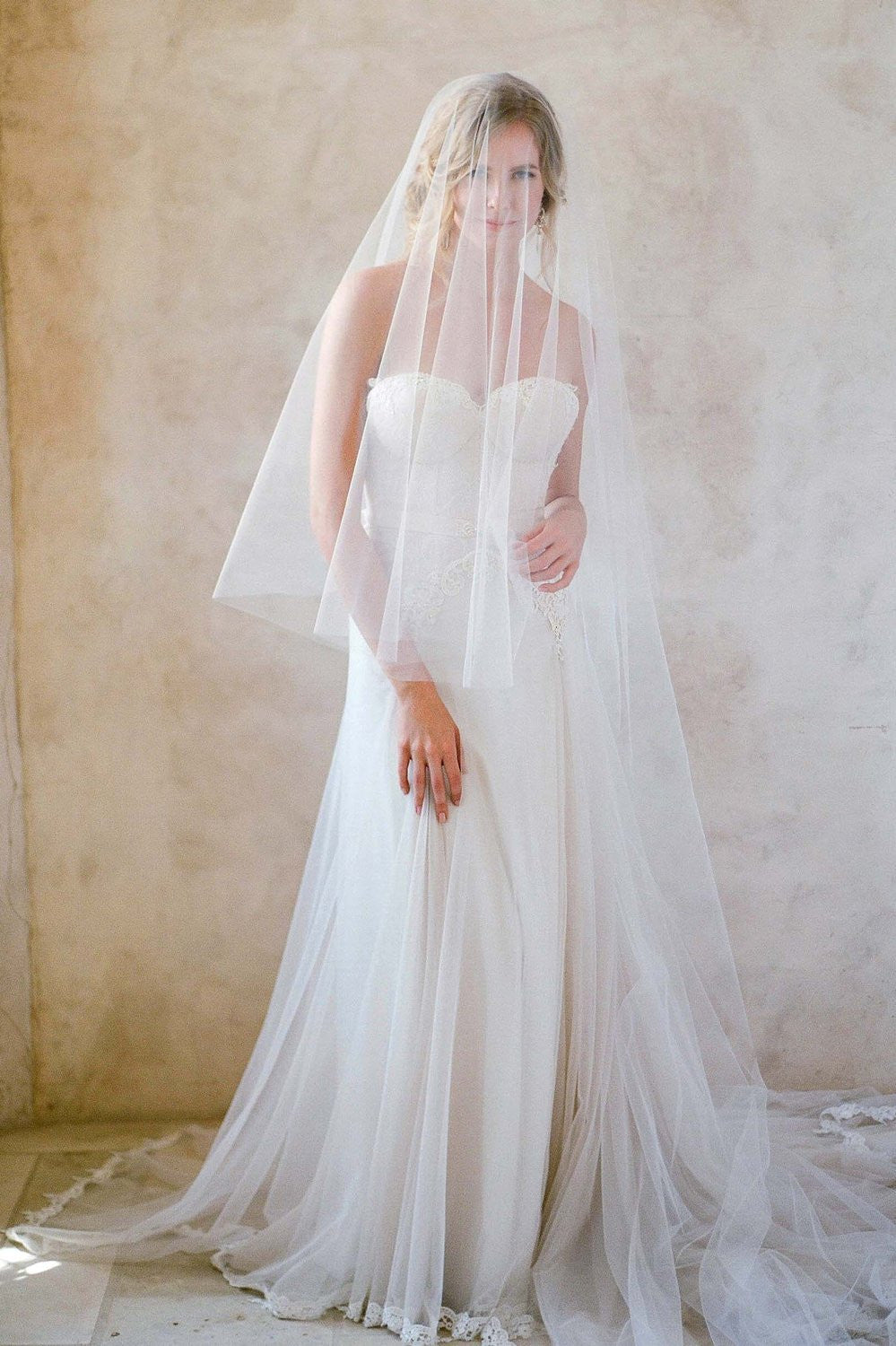 Ethereal Illusion Blusher Cathedral length veil