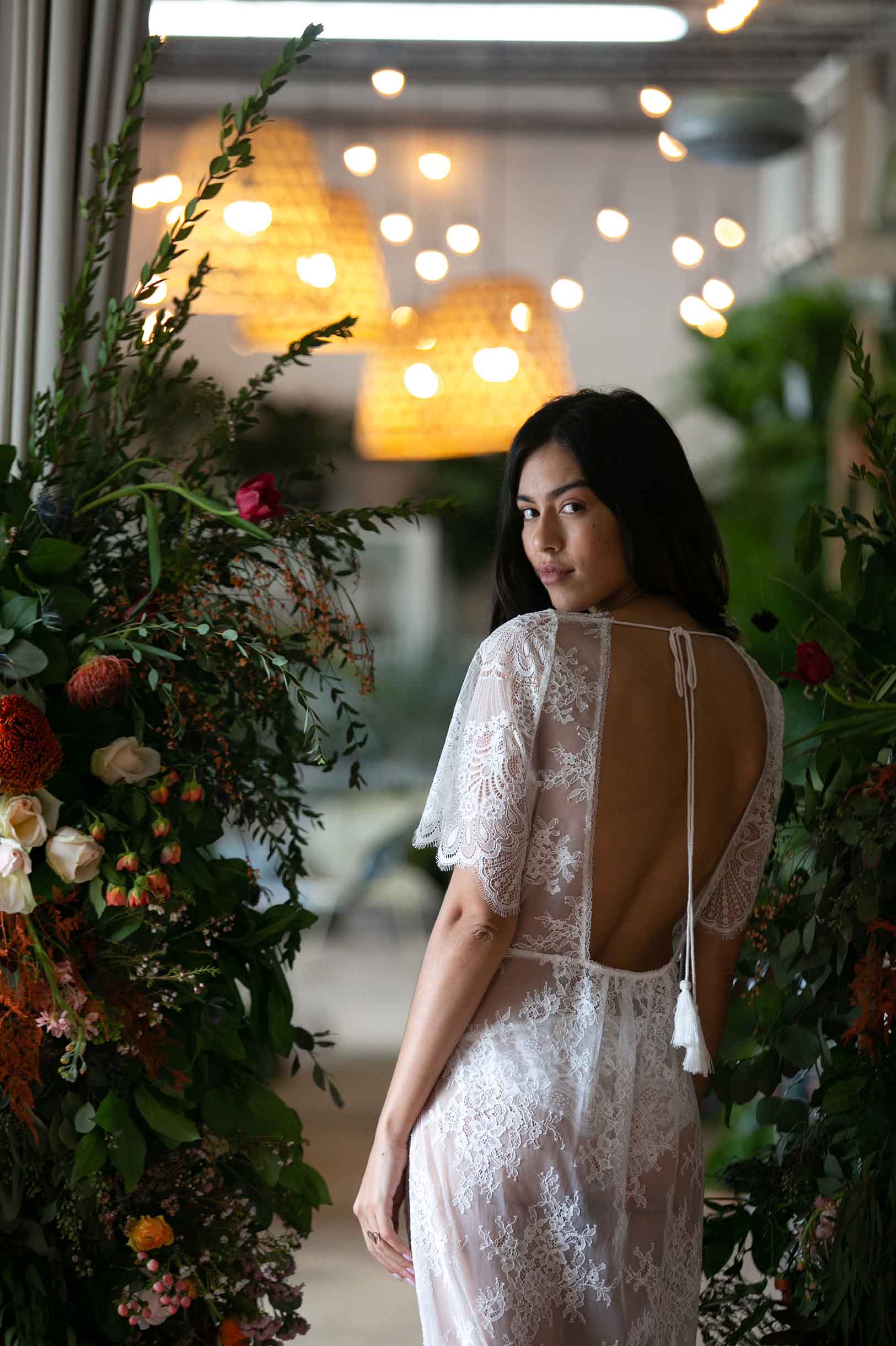 Harlow Lace robe in Ivory