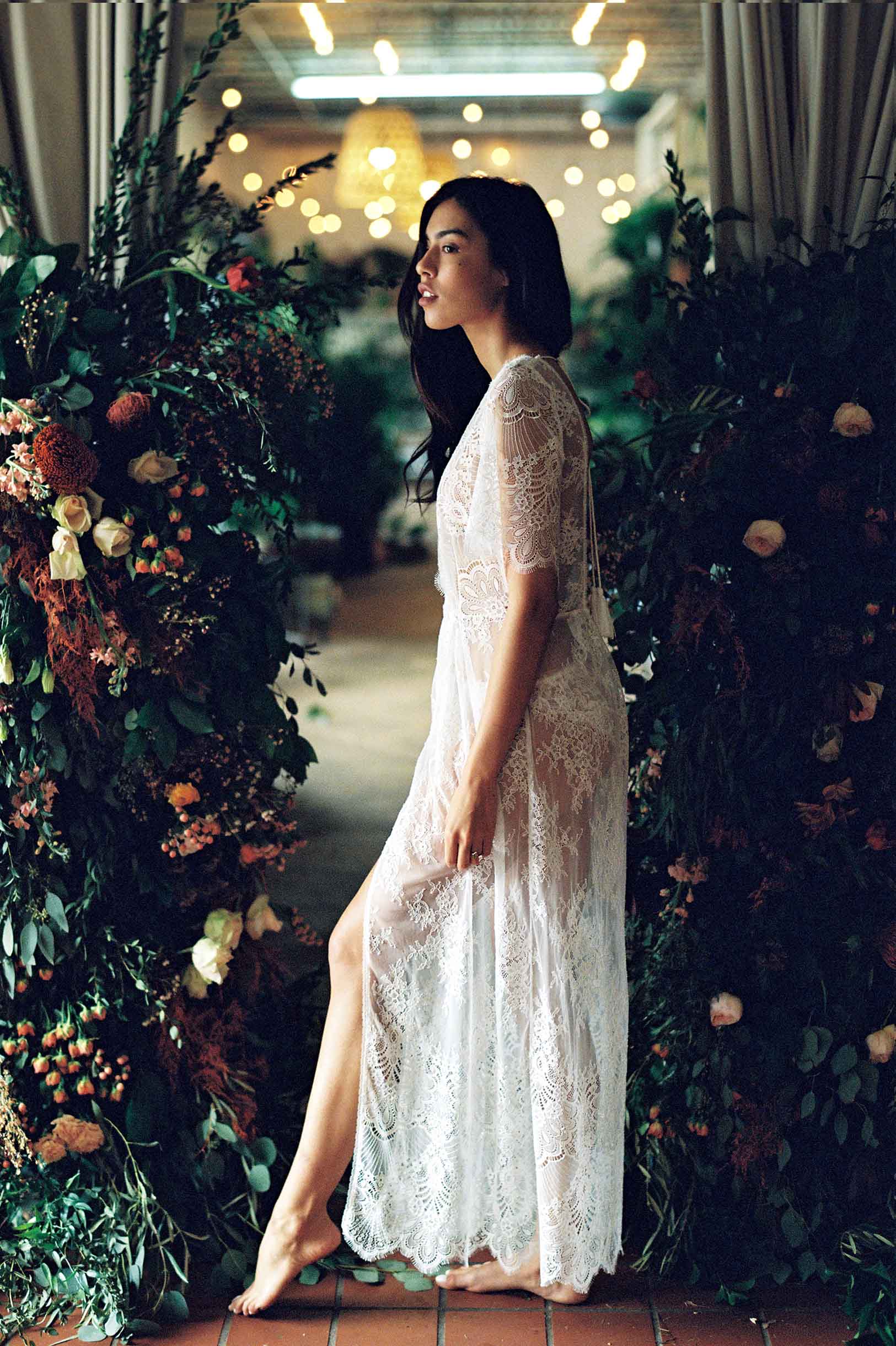 Harlow Lace robe in Ivory