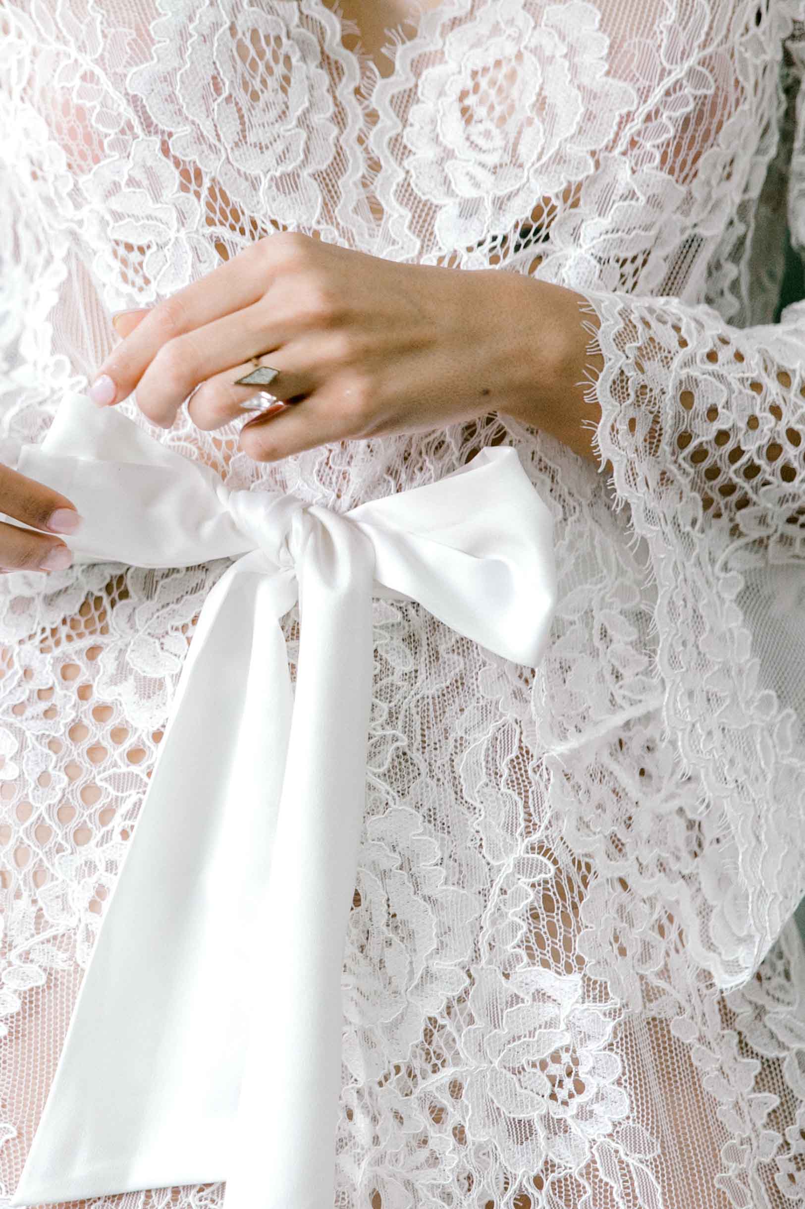 Leah boho lace robe in Ivory or Black