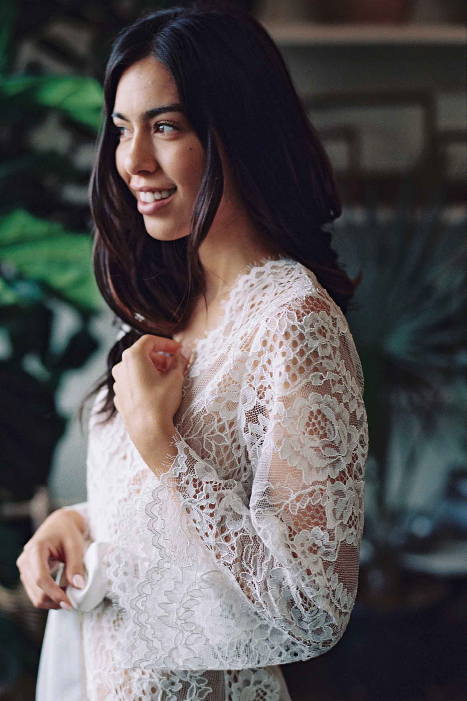 Leah boho lace robe in Ivory or Black