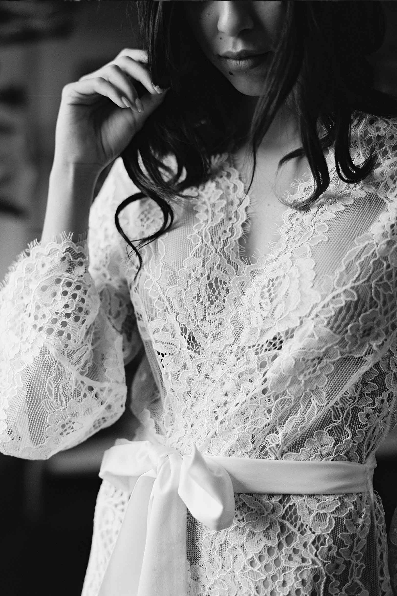 Leah boho lace robe in Ivory or Black