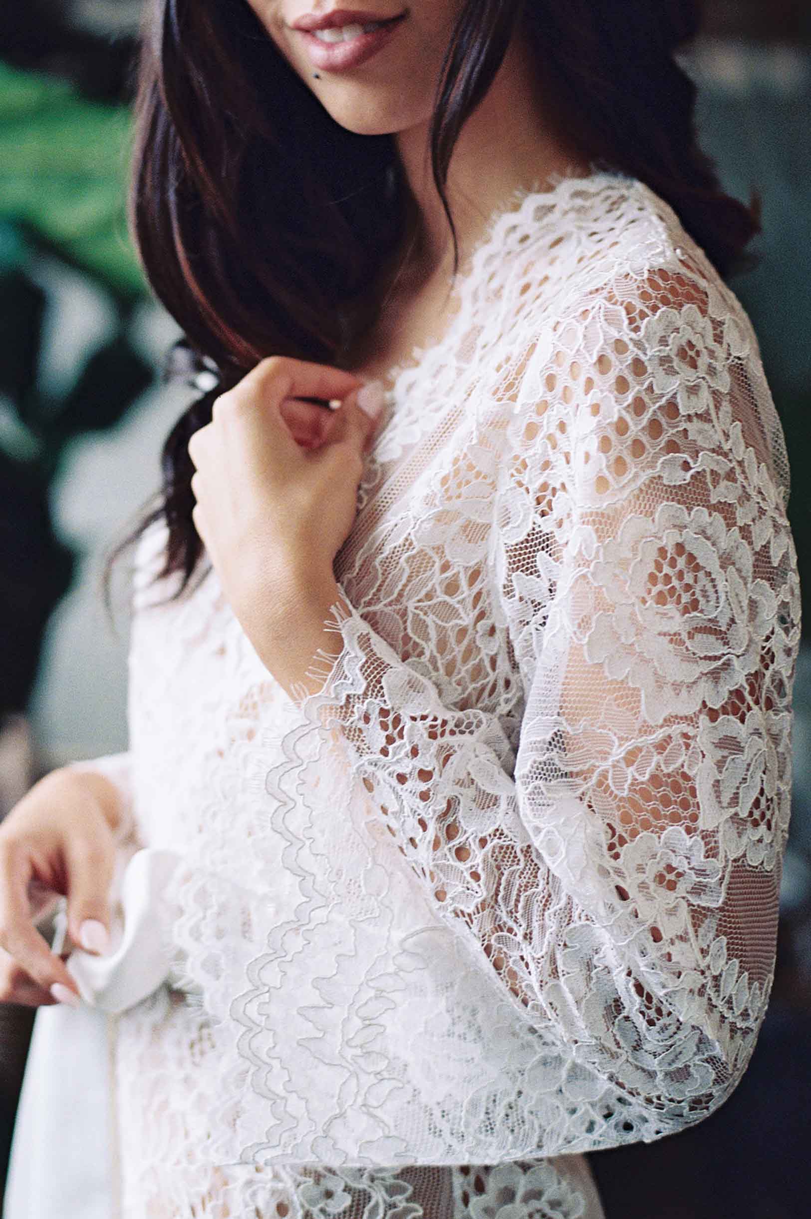 Leah boho lace robe in Ivory or Black