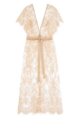 Margot Midi lace kimono robe in Blush pink