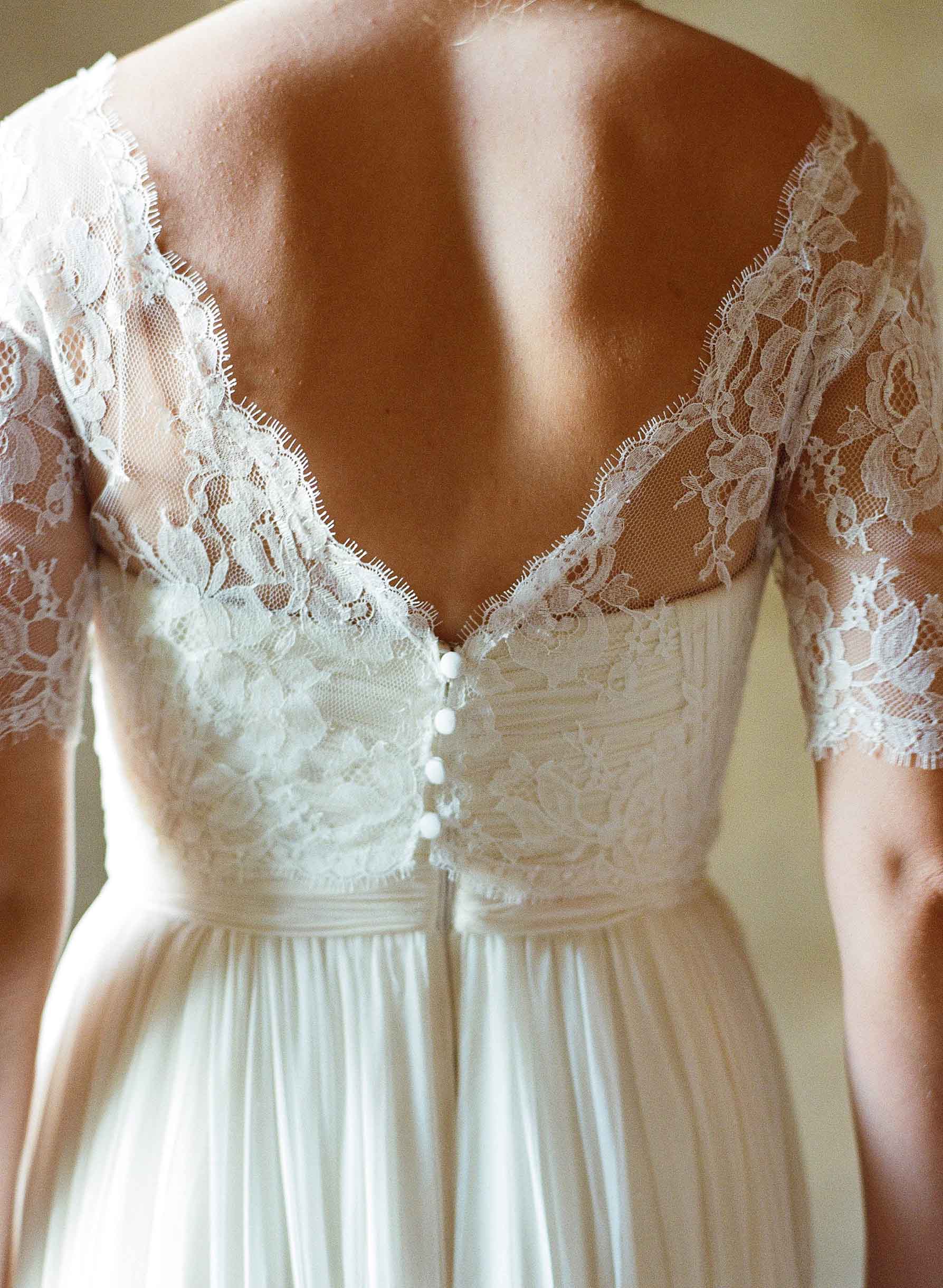 Tali French lace cover up V back topper in Ivory