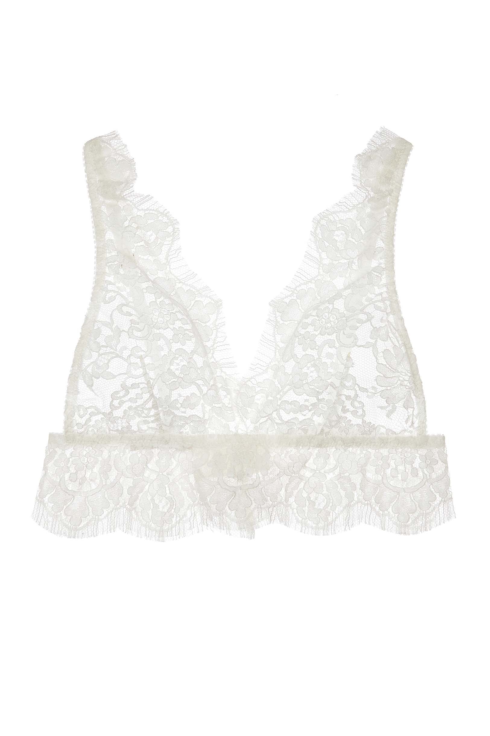 Jen French soft cup lace bra bralette in Ivory