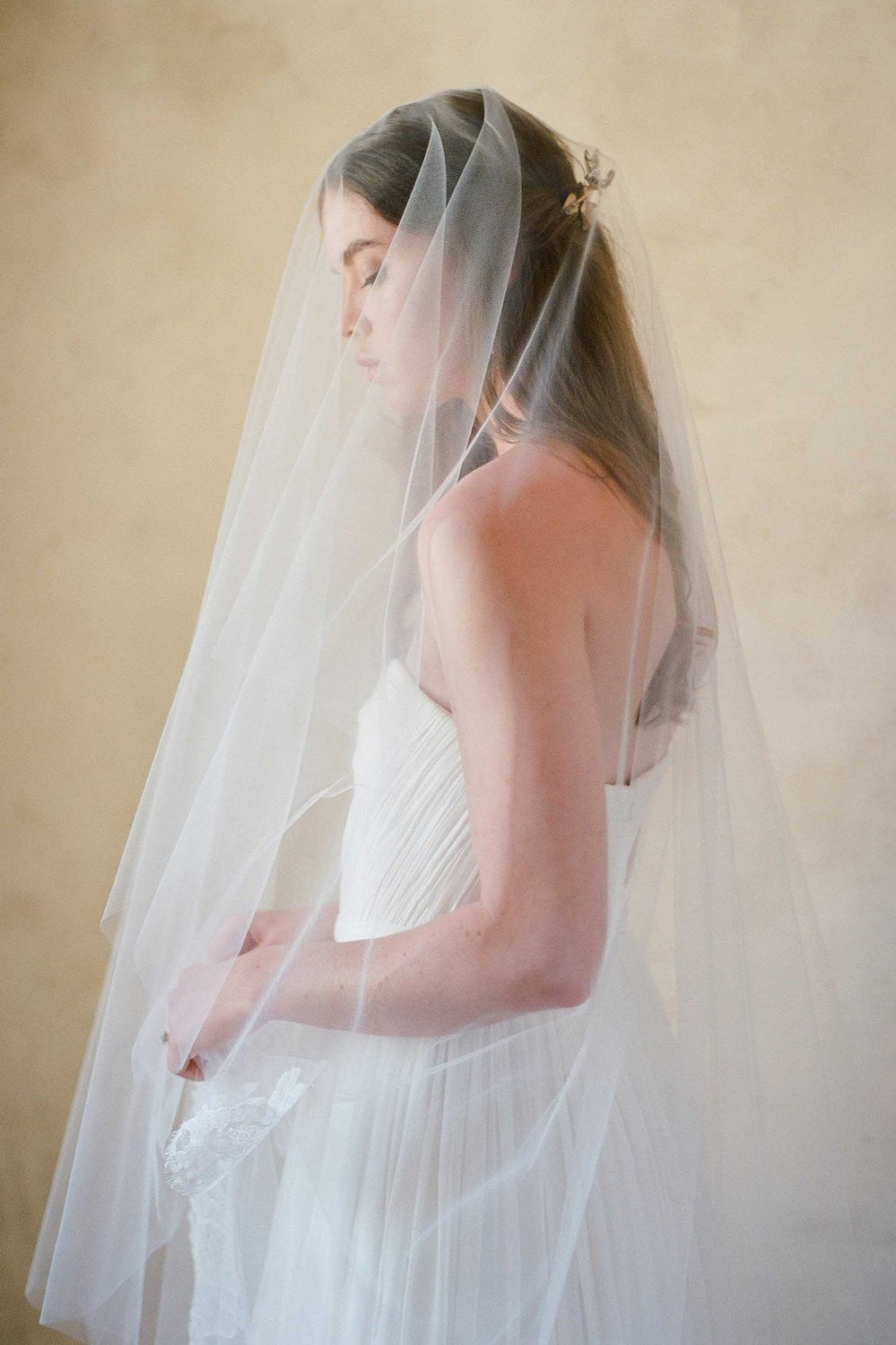 Roseline French Lace Cathedral Veil in Ivory or Off-white - style V70