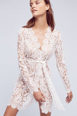 Anthropologie Giselle Leavers Lace Robe coat cover up in ivory