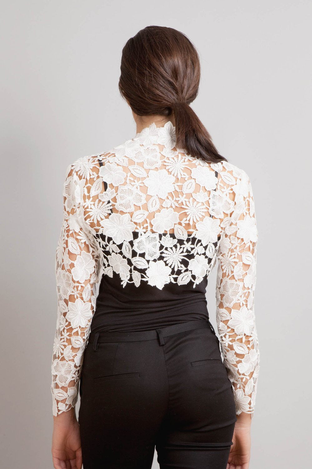 Krista Italian Guipure lace bolero shrug in off White - S Krista Italian Guipure lace bolero shrug in off White - S