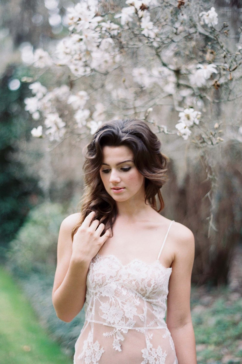 Juliet French lace bustier slip camisole bridal lingerie in ivory