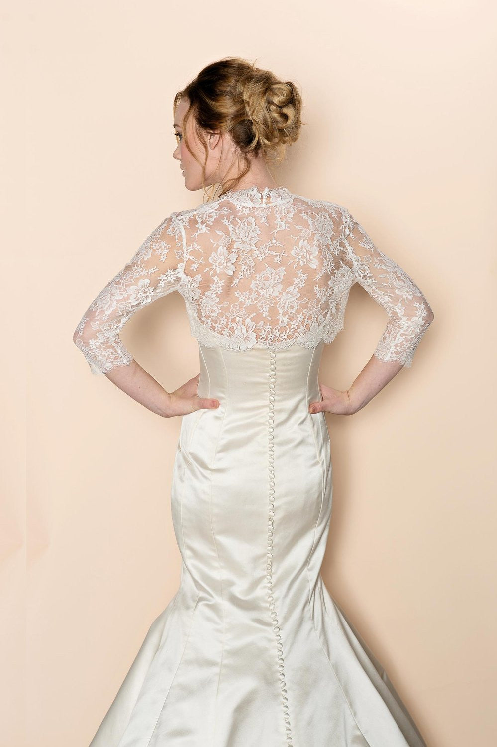Celine Bridal French Lace Bolero Shrug in Ivory