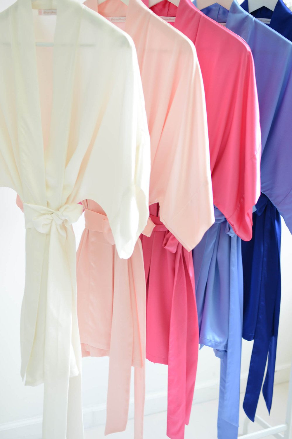 Samantha bridal silk kimono robe bridesmaids robes in Cool blues & pinks - style 300