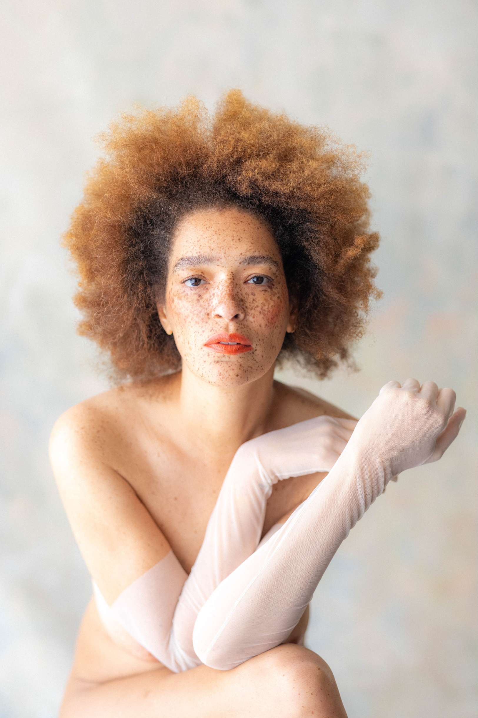 Niki Couture French tulle Opera gloves ivory