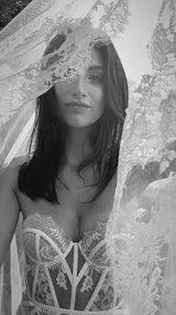 Antibes Chantilly French lace lux veil in Ivory