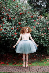 Lydia Tonal Tulle Skirt in powder blue