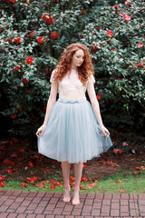 Lydia Tonal Tulle Skirt in powder blue