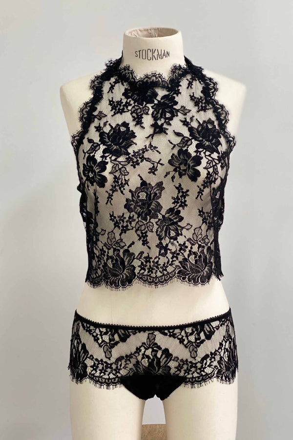 Dominique French lace bolero shrug jacket in black