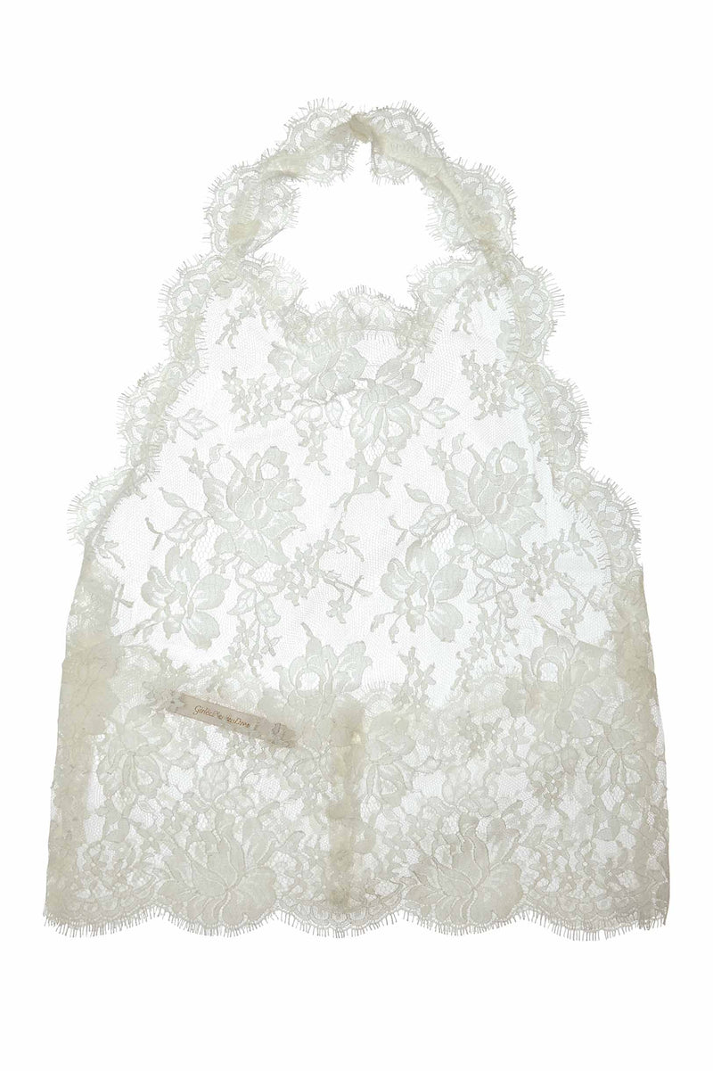 Dominique French lace halter top cover-up in Ivory