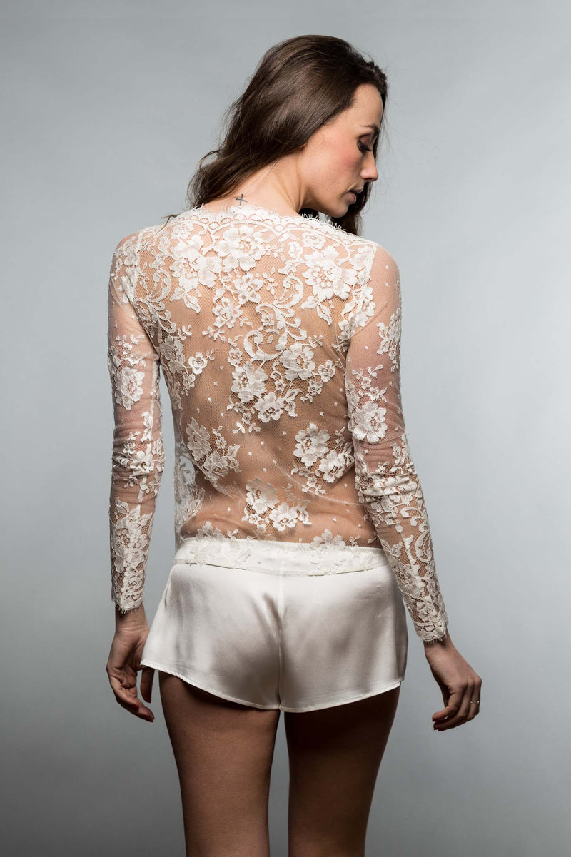 Vendome French Lace blouse top in Ivory, Antique Pink or Black