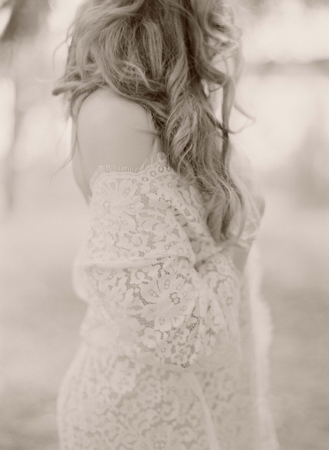 ELIZABETH LACE ROBE IN IVORY LINED - STYLE 122