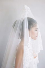 Madrid French lace mantilla blusher veil in ivory Elizabeth Messina bride