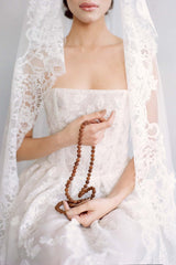 Madrid French lace mantilla blusher veil in ivory Joy Proctor design