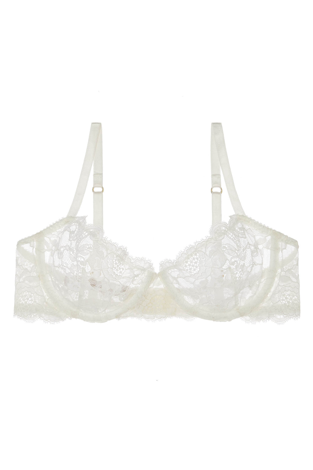 Peony French lace underwire balconette demi cup bra ...