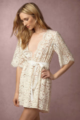 Girl&aSeriousDream for BHLDN Araminta Elizabeth Lace Robe in Ivory