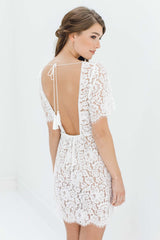 Sunshine Open back lace robe with tassels in Off white