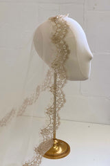 Lille Gilded French Lace mantilla veil in Ivory or Gold