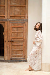 Rosalia lace robe in Ivory