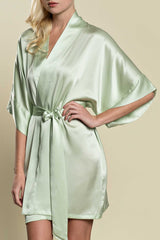 Samantha Silk Kimono Robe in Mint green