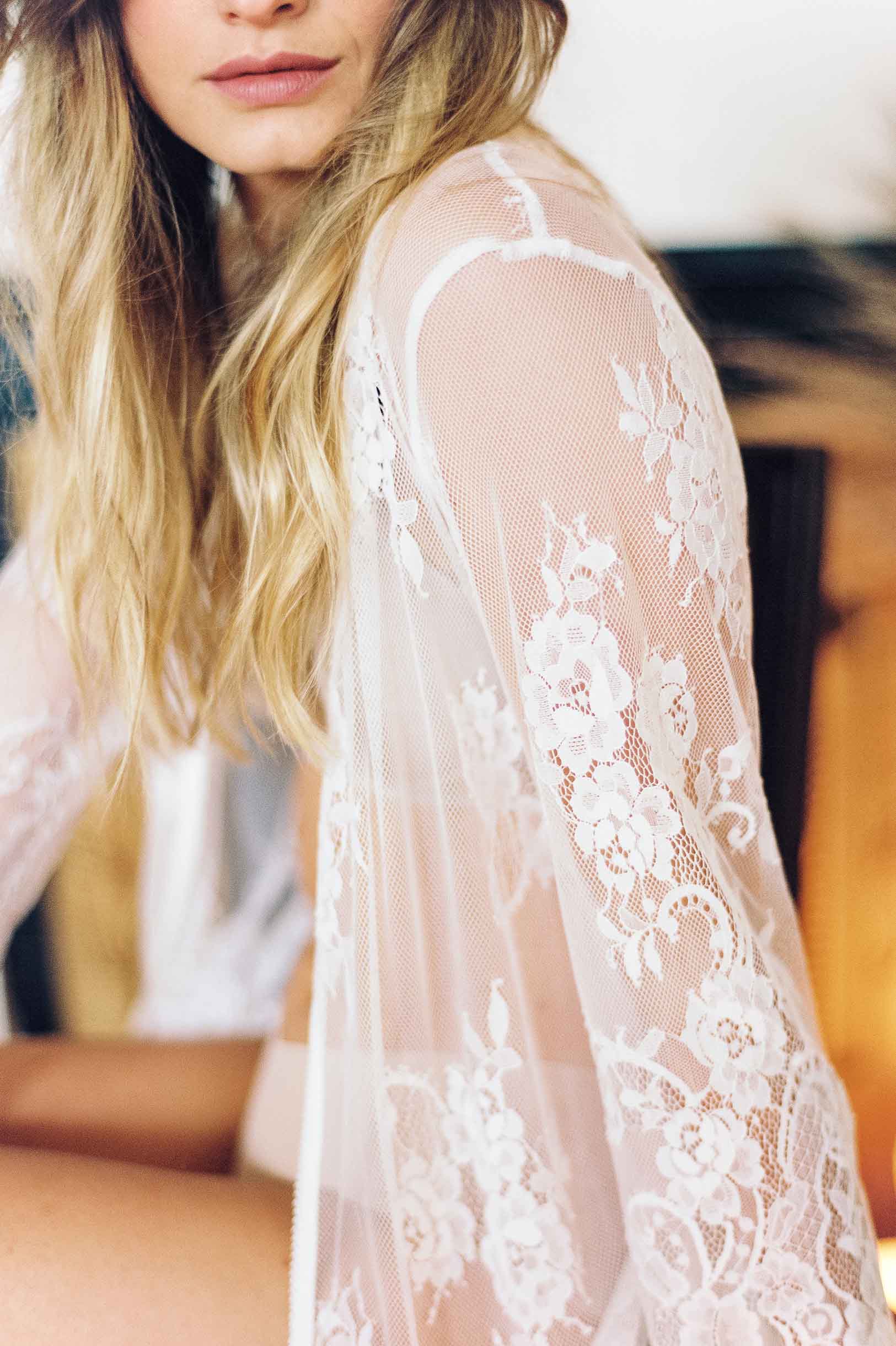 Boudoir Bridal Lace Robe in Ivory Bridal Gift