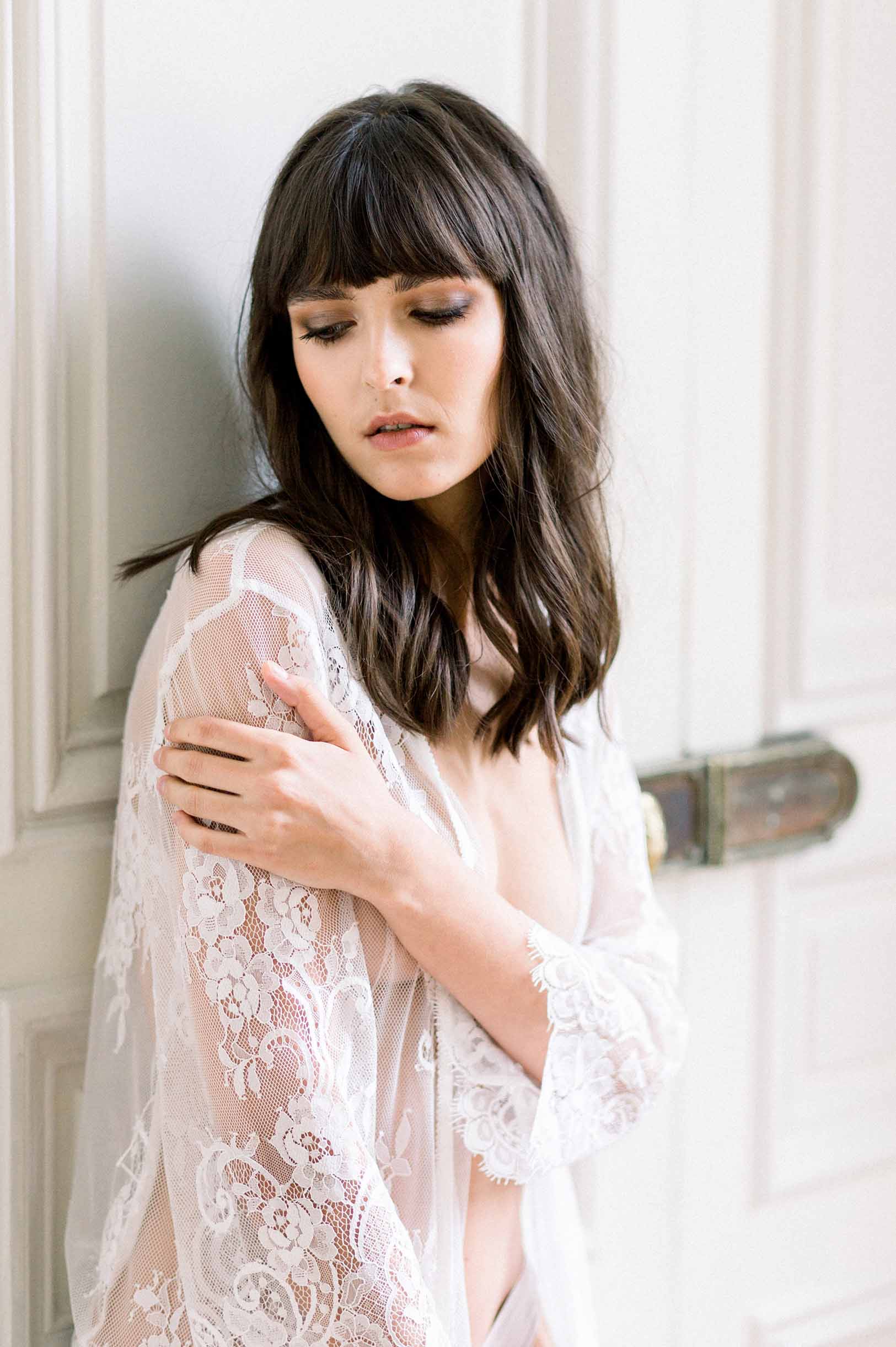 Boudoir Bridal Lace Robe in Ivory summer wedding