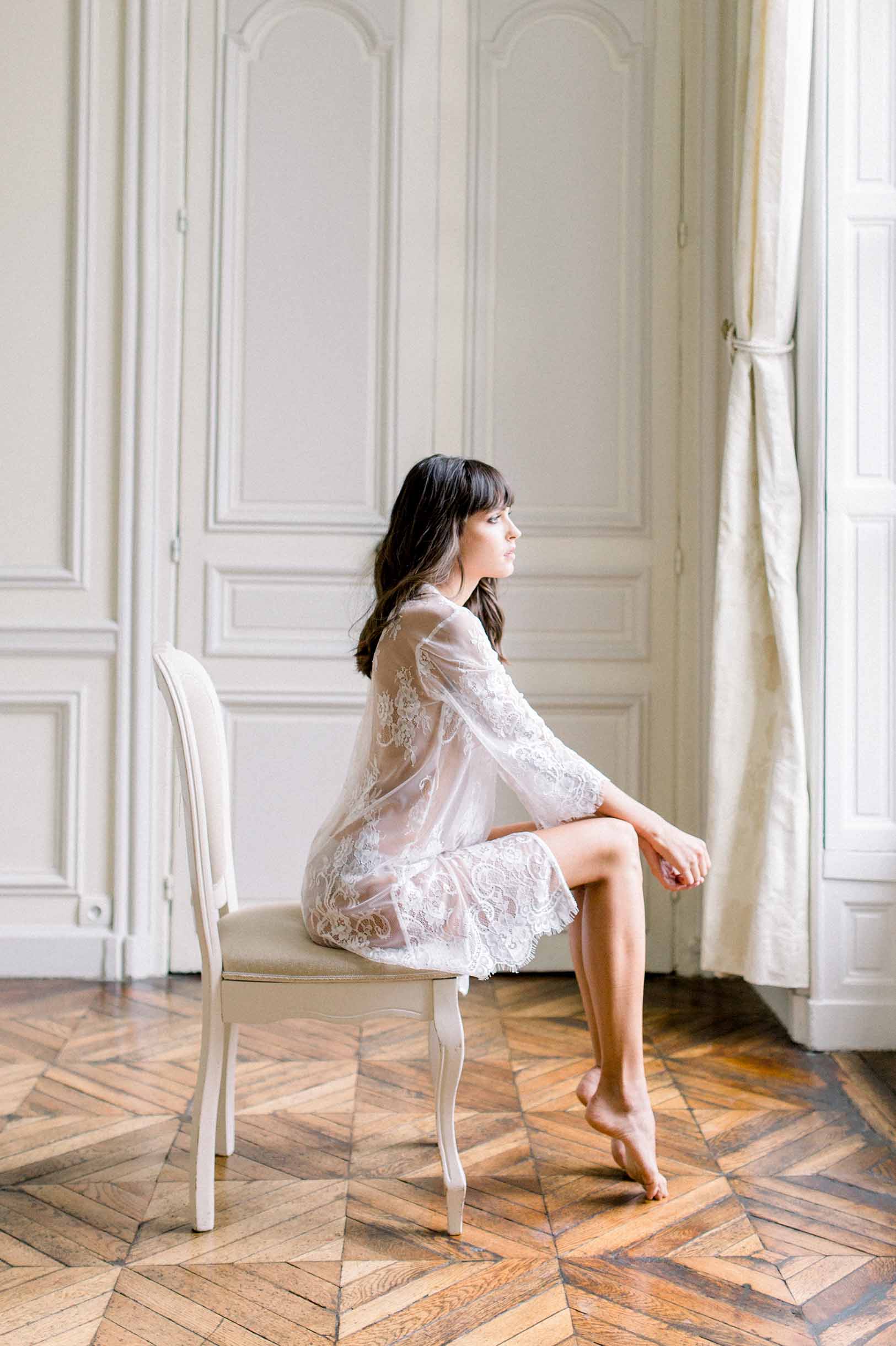 Boudoir Bridal Lace Robe in Ivory destination wedding