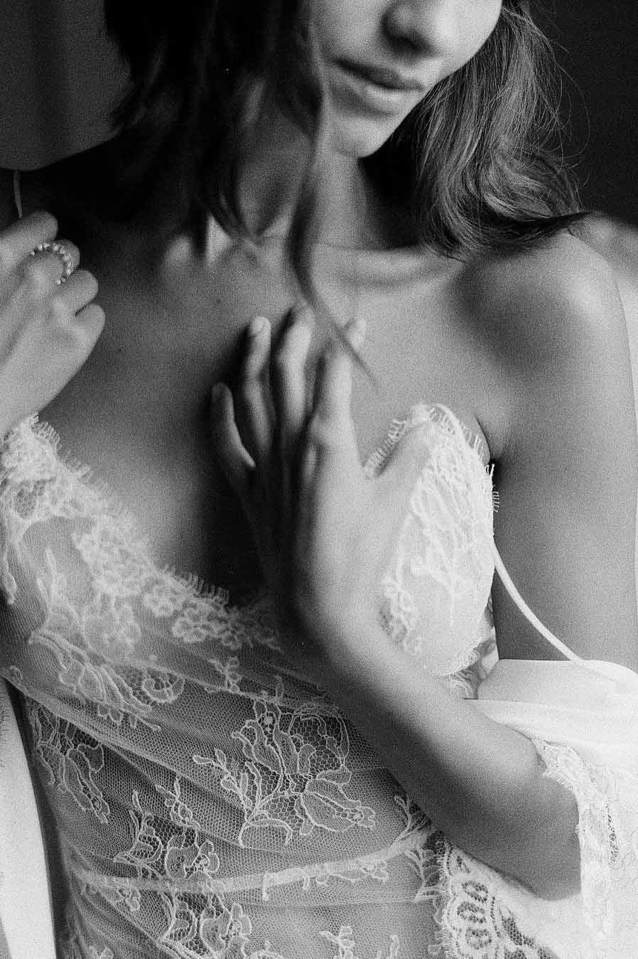 Godiva French Lace Bodysuit In Ivory