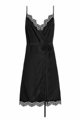 Lille Silk and lace wrap slip in Black