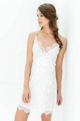 Lille Silk and lace wrap slip in Ivory