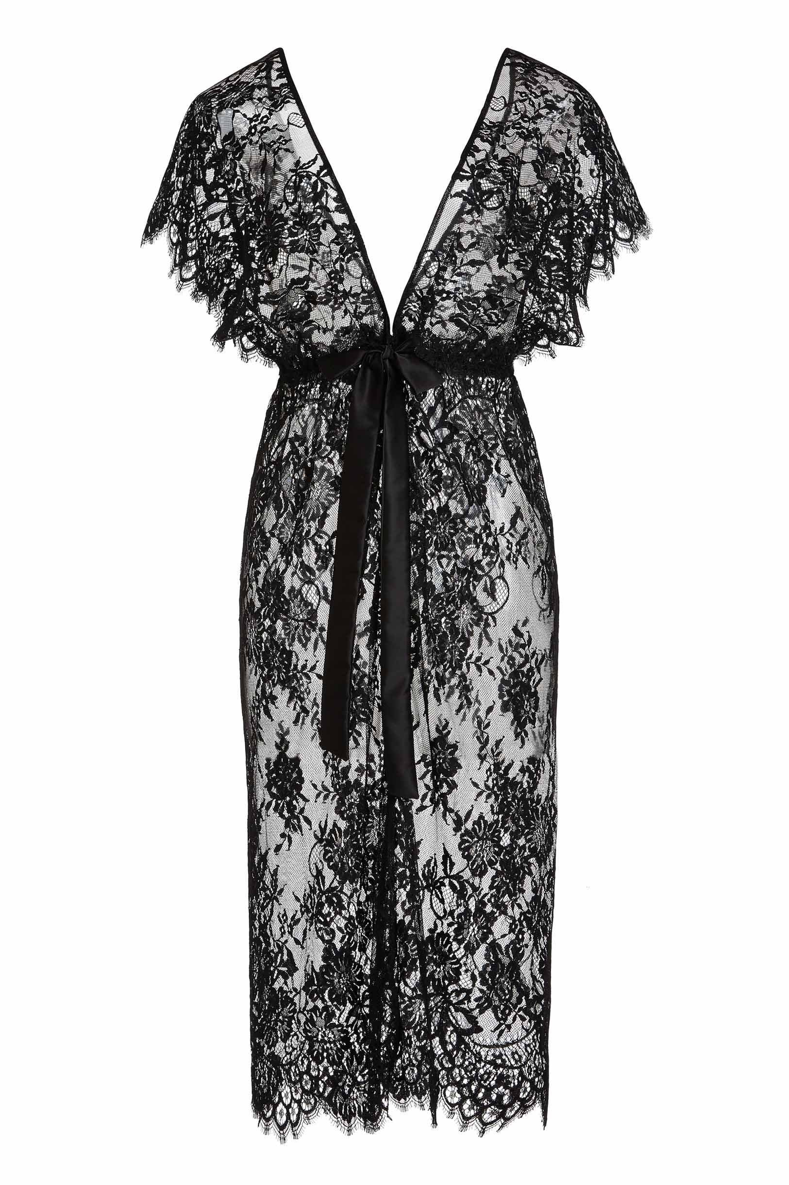Margot Midi lace kimono robe in Blush pink