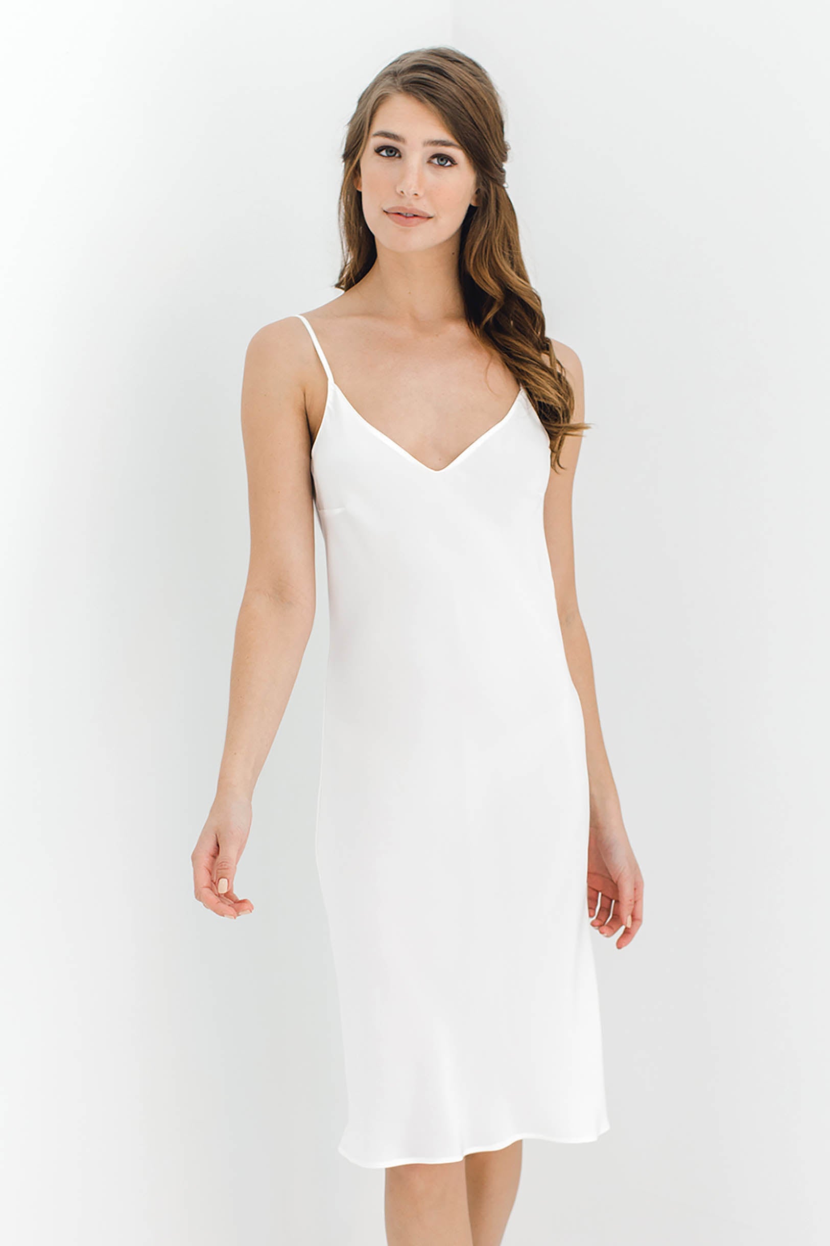 Heavenly Bias cut Midi Silk Slip in Ivory, Blush pink, Gold or Black