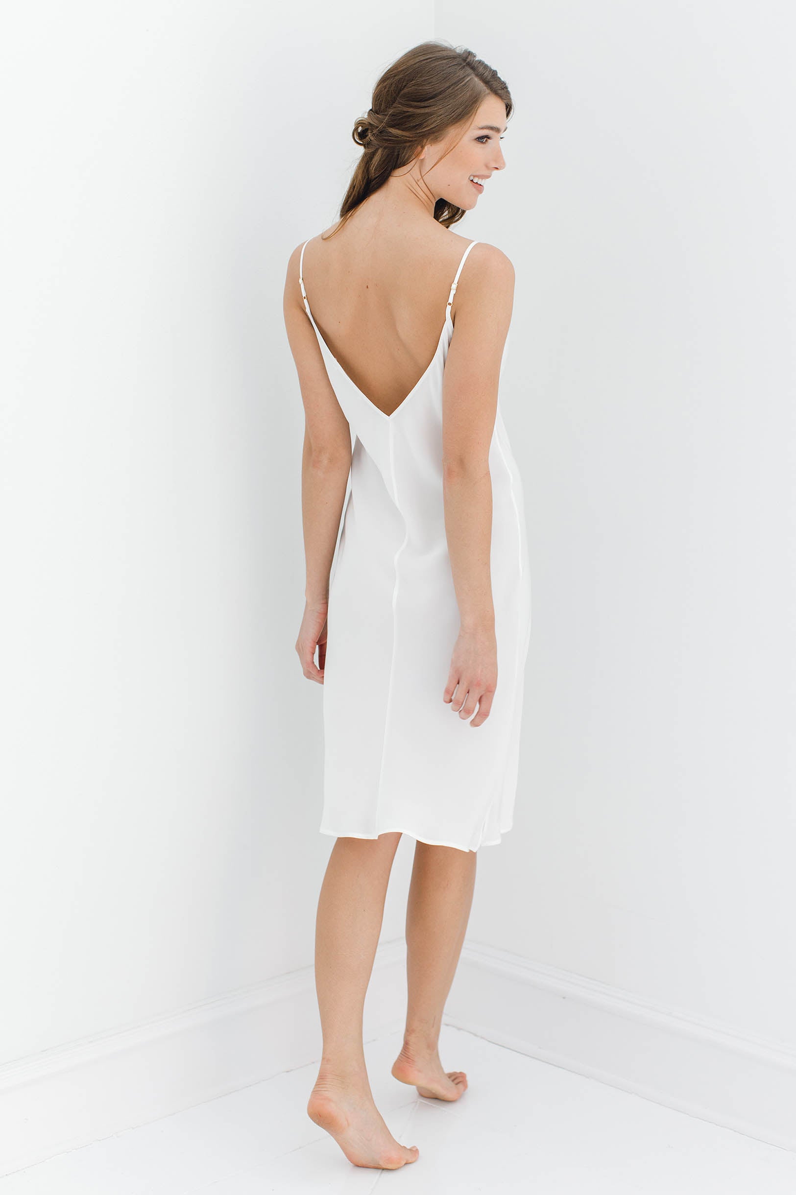 Heavenly Bias cut Midi Silk Slip in Ivory Blush pink Gold or Black