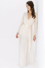 Nina Silk Chiffon Wrap Robe in Blush pink